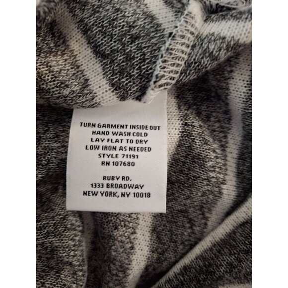 Ruby Rd Womens Striped Hooded Sweater L Black White Lagenlook Cabincore - Picture 4 of 7